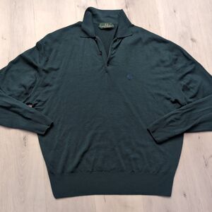 Fred Perry Knitted Polo Sweater Mens 2XL Green Wool Frred perry wool